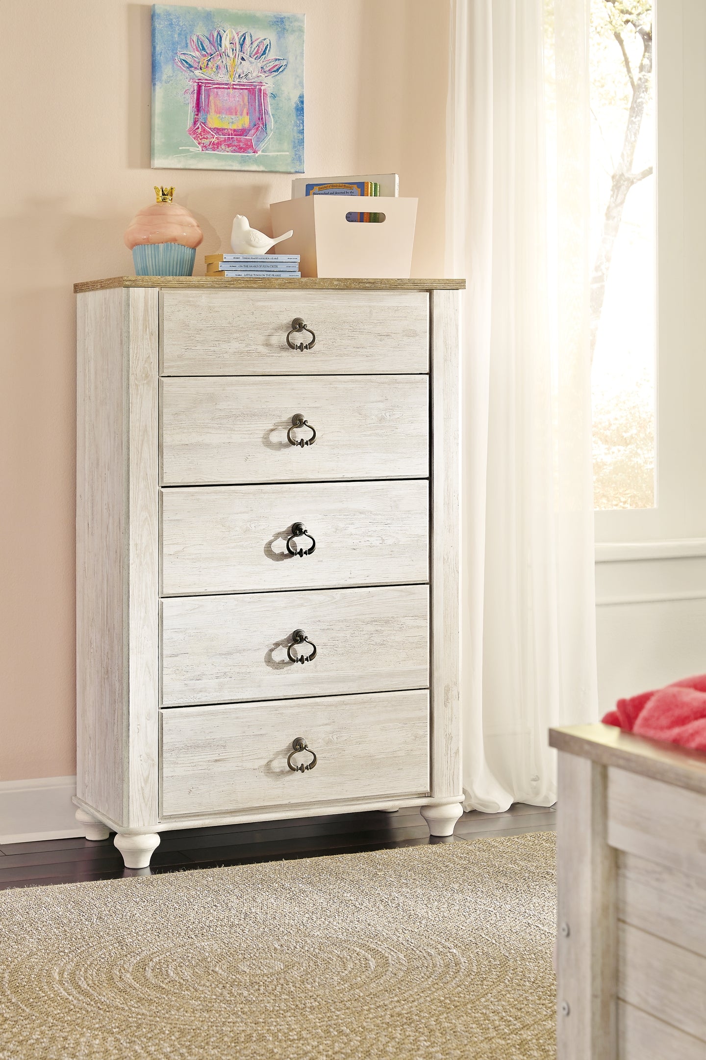 Willowton / Panel Headboard With Mirrored Dresser, Chest And Nightstand