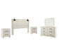 Cambeck  Panel Headboard With Mirrored Dresser And 2 Nightstands