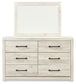 Cambeck  Panel Bed With 4 Storage Drawers With Mirrored Dresser And Chest