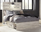 Cambeck  Panel Bed With 2 Storage Drawers With Mirrored Dresser And Chest