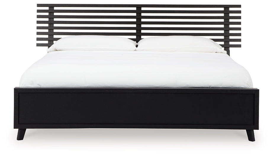 Danziar King Panel Bed with Mirrored Dresser and 2 Nightstands