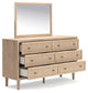 Cielden King Panel Headboard with Mirrored Dresser, Chest and Nightstand