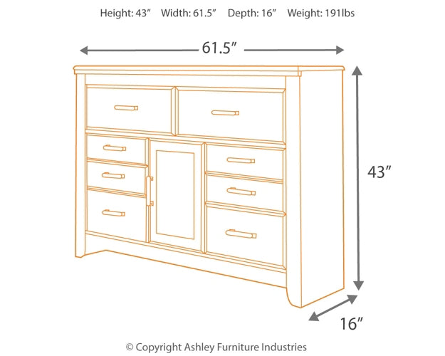 Juararo Queen Poster Bed with Mirrored Dresser and Chest