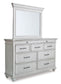 Kanwyn King Panel Bed with Storage with Mirrored Dresser and 2 Nightstands