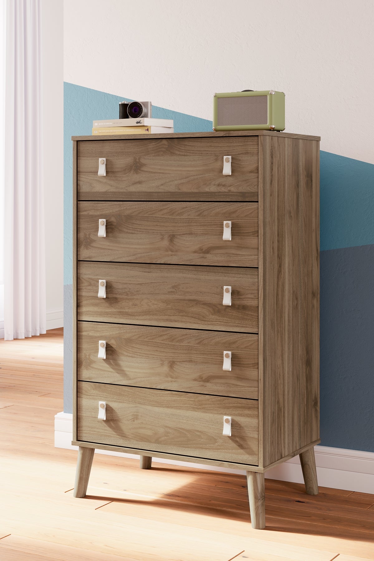 Aprilyn Queen Bookcase Headboard with Dresser, Chest and Nightstand