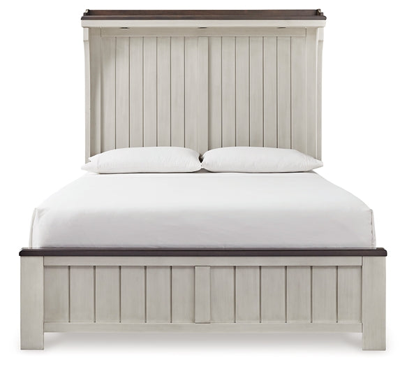 Darborn Queen Panel Bed with Mirrored Dresser, Chest and Nightstand